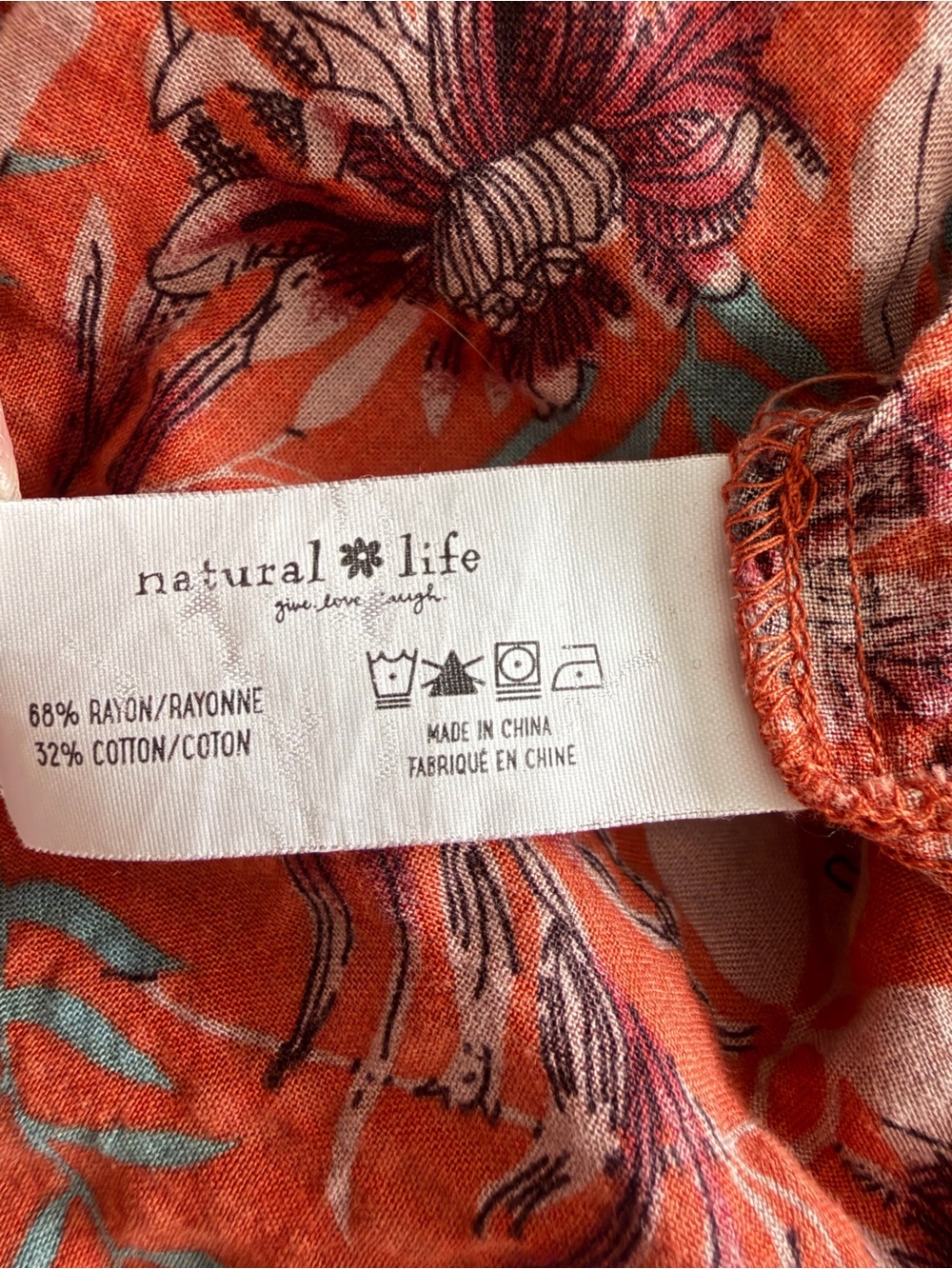 Natural Life Rebecca Midi Dress Orange Tropical Floral Pockets | Size L - Picture 12 of 12